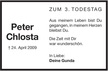 Traueranzeige von Peter Chlosta von Pegnitz-Zeitung